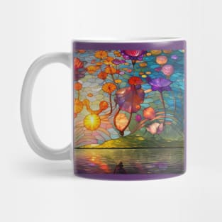 Lotus Flowers Over A Lake At Sunset Mug